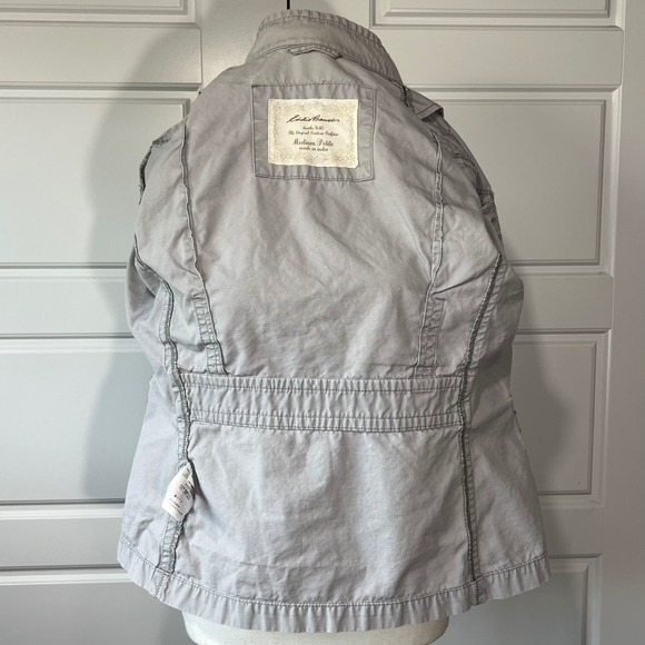 Eddie Bauer Womens Jacket Medium Petite Gray Cotton Utility Military Style - Picture 9 of 9